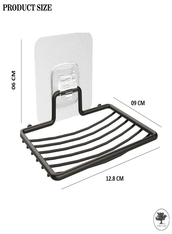 الكبريت حامل صابون من الفولاذ المقاوم للصدأ، رف لاصق مثبت على الحائط، حامل إسفنج، رف تخزين موفر للمنزل والمطبخ والحمام والاستحمام (عبوة من قطعة واحدة) - Image 2